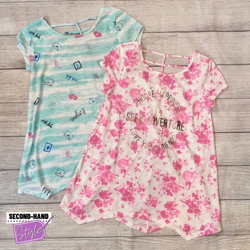 SO Girls Sz12 (Set of Two) Tunic-Length "Legging Tee" Short-Sleeve Tees